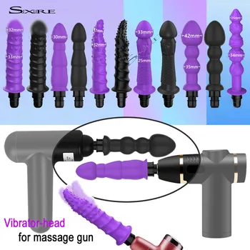 Masažas Ginklą Vadovai vibracijos dildo varpos suaugusiųjų sekso žaislai silikono galvos VIBRAT už Fasciją ginklą sprogdinimo Vibratoriai Moters Vyras