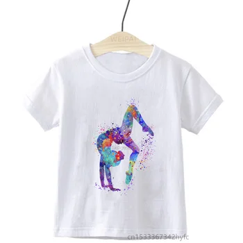 Vaikams Akvarelė Šokėja Spausdinti Marškinėliai Mergaitėms Mielas Baleto Marškinėliai Bamblys Vaikų Juokingas Mielas Dovana T-Shirts