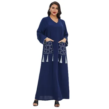 Musulmonų Atsitiktinis Suknelė Dubajus Abaja Artimųjų Rytų Skraiste Kišenės Kutas Musulmonų Suknelė Abayas Moterų Dubajus
