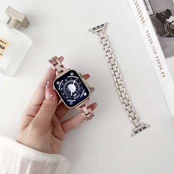 Metalo Apple Žiūrėti Dirželis Ultra 49mm Mažas Savage D apyrankė iwatch Serija 8 7 6 5 4 3 SE su deimantų apyrankės 41mm 45mm