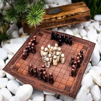 Tradicinės Strategijos Nešiojamų Stalo Žaidimas, Sukurtas Suaugusiems, Vaikams, Klasikinis Dviejų Žaidėjų Stalo Keliauja Vikingų Šachmatais Nustatyti Derliaus