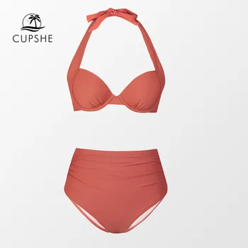 CUPSHE Underwire Push Up Aukšto Juosmens Bikini Rinkiniai maudymosi kostiumėlis Moterims Seksualus Apynasrio Dviejų dalių Paplūdimio 2023 Maudymosi Kostiumą, maudymosi Kostiumėliai,