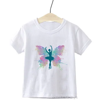 Vaikams Akvarelė Šokėja Spausdinti Marškinėliai Mergaitėms Mielas Baleto Marškinėliai Bamblys Vaikų Juokingas Mielas Dovana T-Shirts