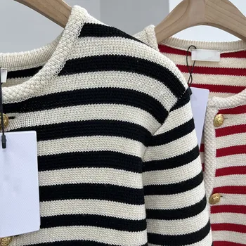 2022 m. Pavasarį, Rudenį Elegantiškas Moterų Aukštos Kokybės Juostele O-kaklo Megztos Liemenės susagstomi megztiniai Viršų F101